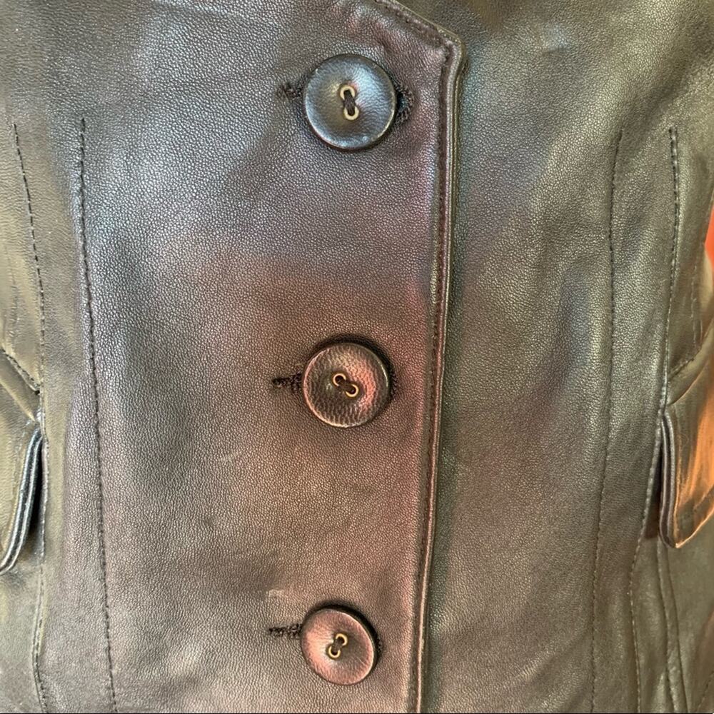 Black Leather Racerback Vest with Button Front - Picture 5 of 10